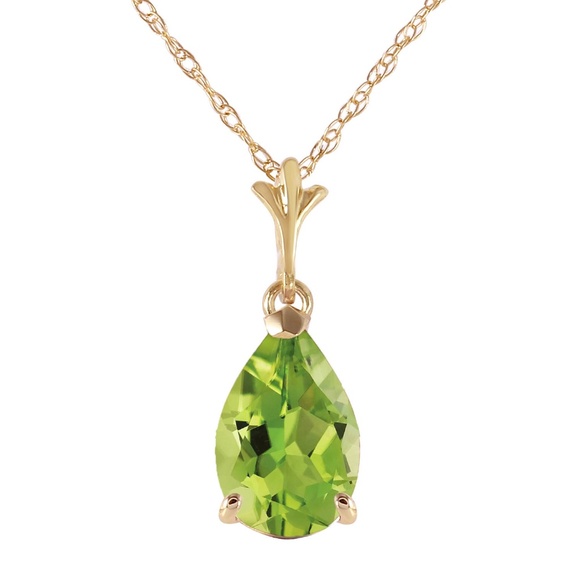 14K. SOLID GOLD NECKLACE WITH NATURAL PERIDOT (Yellow Gold) - Picture 1 of 10